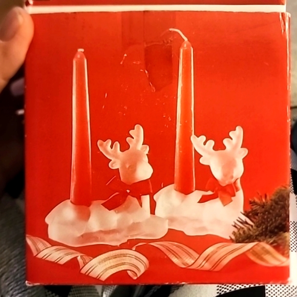 Frosted Glass Reindeer Christmas Candle Holders - Picture 1 of 9